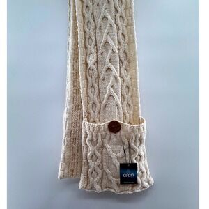 Aran Woollen Mills Cable Knit Merino Wool Scarf Cream New Made in Ireland